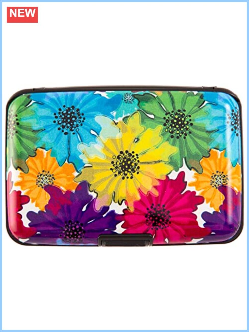 RFID Blocking Aluminum Credit Card Holder Slim Mini Wallet Floral Design